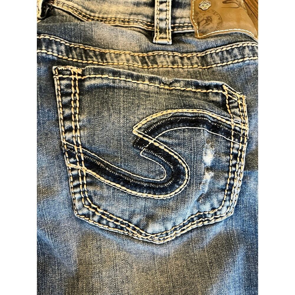 Silver jeans Boyfriend Women 30x29 Grunge Western Distressed Y2K Thick Stitch - Picture 14 of 16